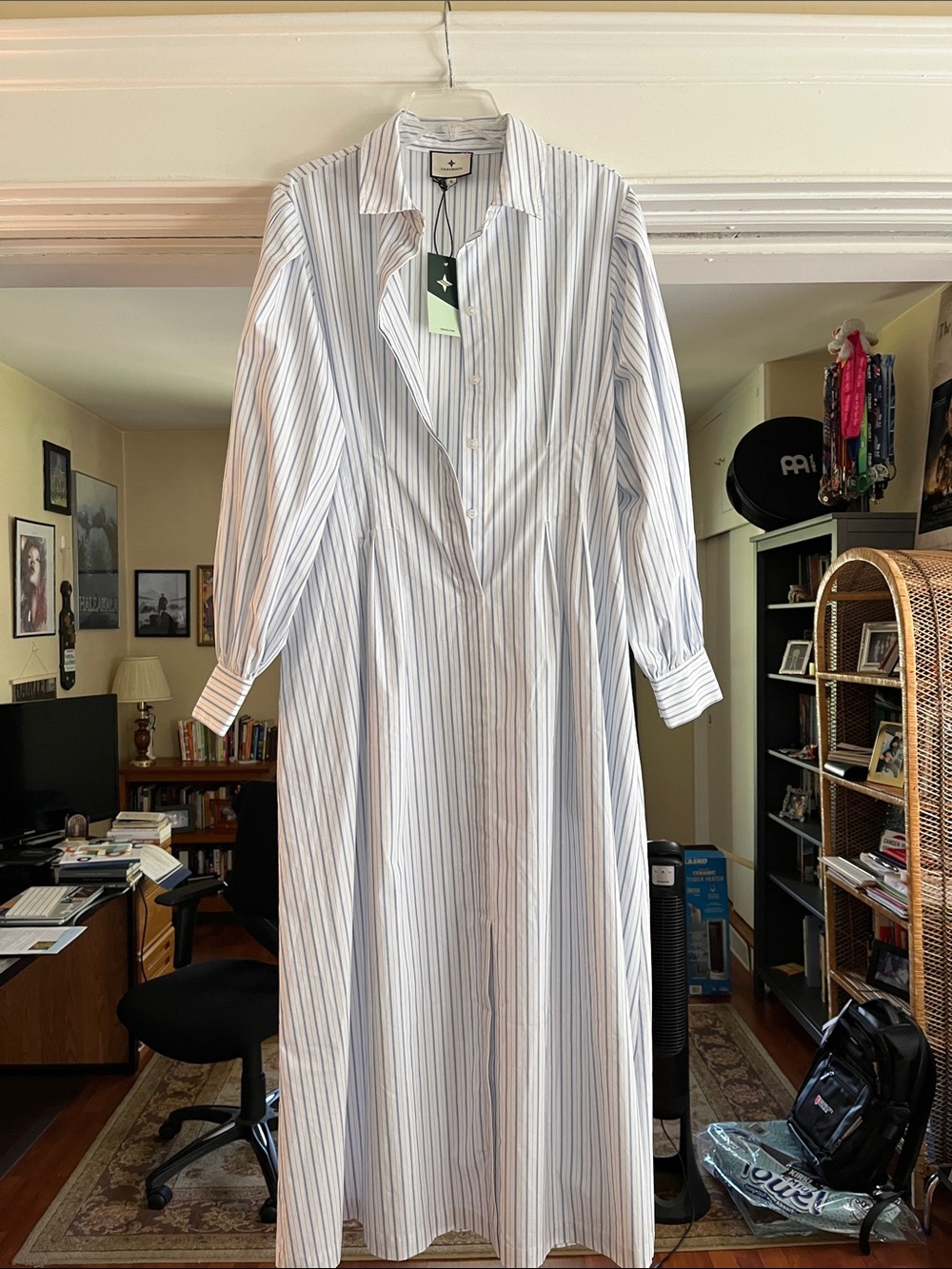 Forever New Blue & White Striped Shirt Dress